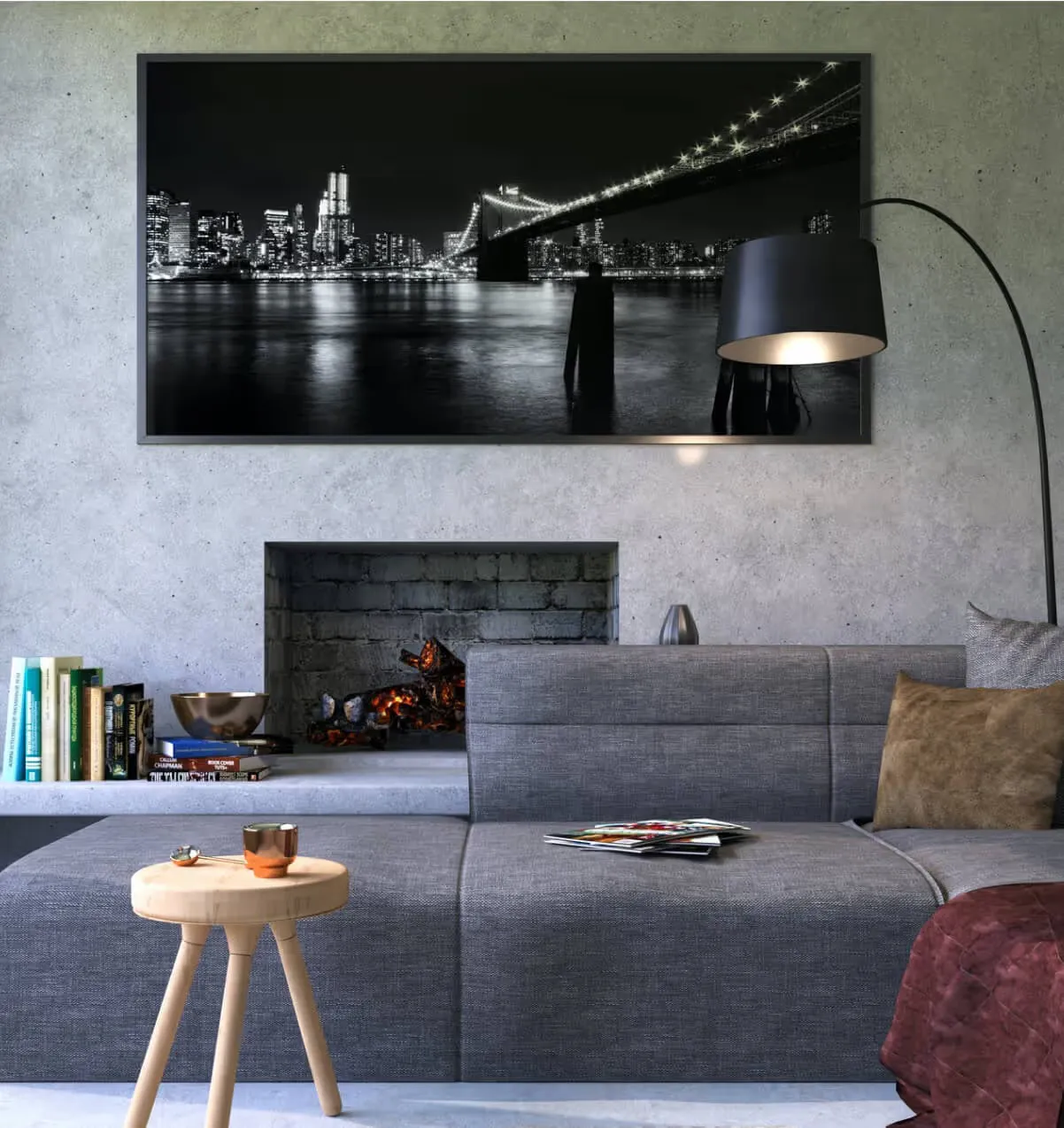 Layered colour, texture and pattern in a decorated interior